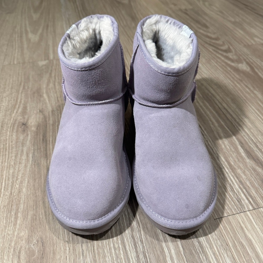 Disney Tsum Tsum Boots Lavender Fur Lined Ankle Booties Size 8.5 Cozy